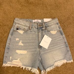 Kancan multicolor thread destress jean shorts